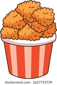 bucket of fried chicken, clipart, illustration for backgrounds and textures