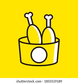 A bucket of fried chicken drum stick vector illustration graphic in outline style