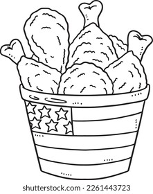 Bucket of Fried Chicken Isolated Coloring Page 