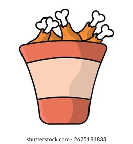 Bucket fried chicken pop. Vector illustration