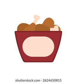 Cubo de pollo frito. Ilustración vectorial