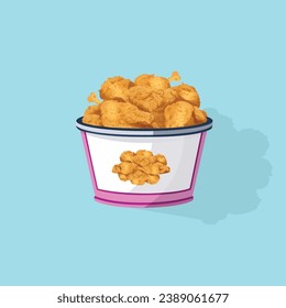 A bucket full of fried chicken is vectored.