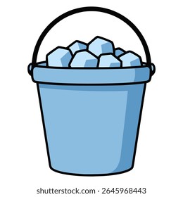 bucket full of ice flat color vector illustration template design