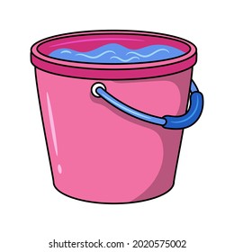 Cubo lleno de agua Ilustración vectorial de color con estilo simple dibujado a mano