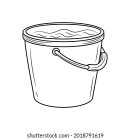 Cubo lleno de ilustraciones de vectores de agua con estilo de dibujo manual simple