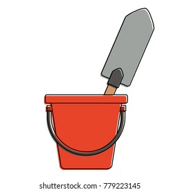 bucket with gardening shovel