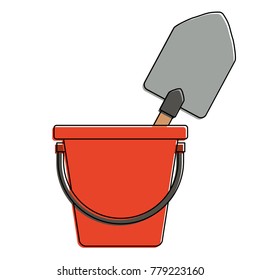bucket with gardening shovel