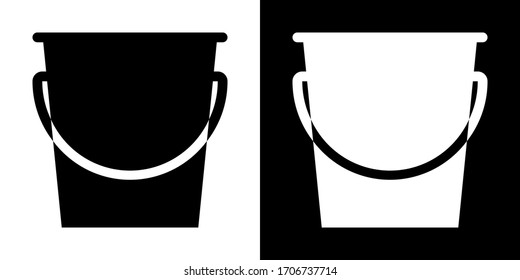 Bucket. Glyph Icon in White and Black Version.