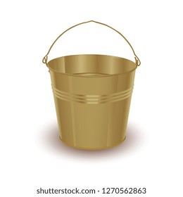 Bucket. Golden bucket. Vector graphics. Bucket with handle