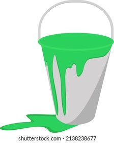 Bucket with green color, illustration, vector on a white background.