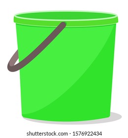 The bucket is green. Isolated vector stock image on a white background. Flat style