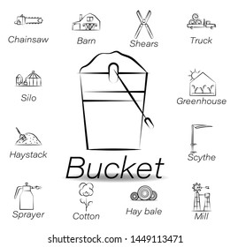 bucket hand draw icon. Element of farming illustration icons. Signs and symbols can be used for web, logo, mobile app, UI, UX