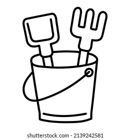 Bucket. Hand Drawn Doodle Kid Stuff Icon.