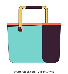 Bucket with handle 2D linear cartoon object. Work supplies. Container for dry and liquid materials isolated line vector element white background. Household equipment color flat spot illustration