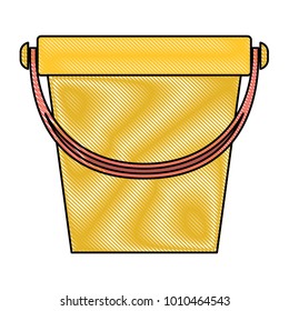 bucket with handle in colored crayon silhouette