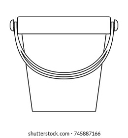 bucket with handle in monochrome silhouette vector illustration