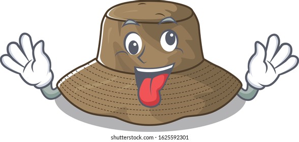 Bucket hat Cartoon character style with a crazy face