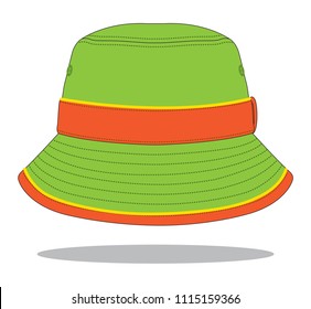 Bucket Hat Design : Green / Orange