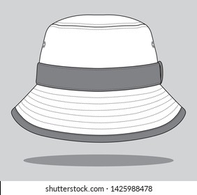 Bucket Hat Design Vector (White / Gray)