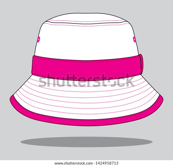 Bucket Hat Design White Pink Stock 