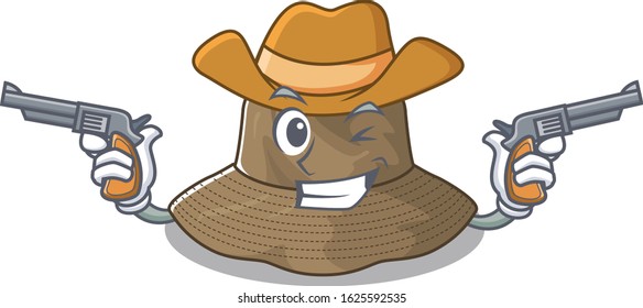 Bucket hat dressed as a Cowboy having guns