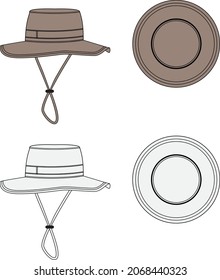 Bucket hat fashion flat templates