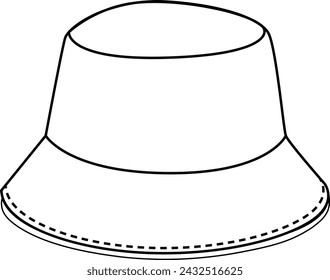 
bucket hat flat illustration, hat blank template