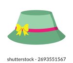 Bucket hat illustration. Bucket hat icon vector and symbol. Colorful party hats, Ideal for fashion, summer, or casual wear themes. Ladies hat vector illustration.