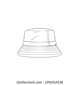 bucket hat line art vector