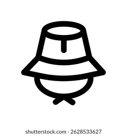 bucket hat line icon. Clean and minimalist vector icon for websites, mobile apps, presentations, and logos. Fully scalable and customizable for any project.