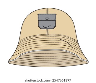 Sombrero del cubo para el dibujo técnico del diseño de los hombres por el ilustrador de adobe.