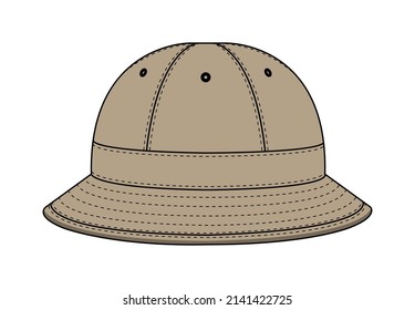Bucket hat (metro hat ) template vector illustration 