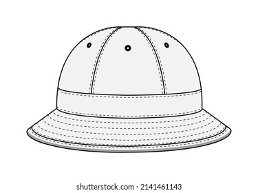 Bucket hat (metro hat ) template vector illustration | White