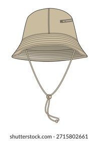 Bucket hat mockup template vector design technical illustration.