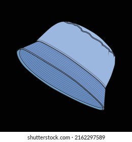 bucket hat outline color block vector, bucket hat in a full color style, trainers template outline, vector Illustration.
