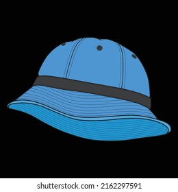 bucket hat outline color block vector, bucket hat in a full color style, trainers template outline, vector Illustration.
