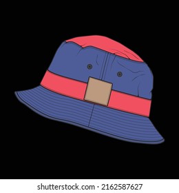 bucket hat outline color block vector, bucket hat in a full color style, trainers template outline, vector Illustration.
