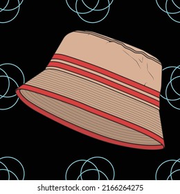 bucket hat outline color block vector, bucket hat in a full color style, trainers template outline, vector Illustration.
