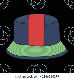 bucket hat outline color block vector, bucket hat in a full color style, trainers template outline, vector Illustration.
