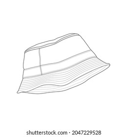 bucket hat outline drawing