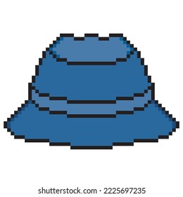 Bucket hat pixel art on white background