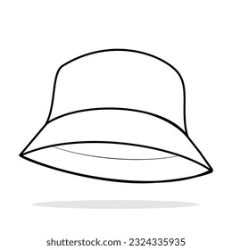 Bucket hat technical fashion illustration. hat template vector illustration. front view. white colour. CARD mockup. Editable stroke.