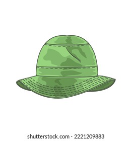 Bucket hat template green color vector illustration
