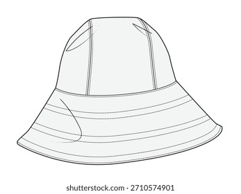 Bucket hat vector design mockup template.