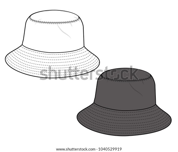Bucket hat\
vector illustration flat sketches\
template