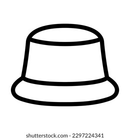 Bucket Hat Vector Line Icon Design