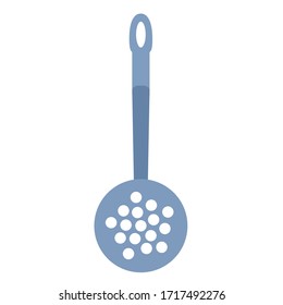 Bucket with holes isolated on a white background . A large spoon with round holes in a cartoon style. Symbol-vector illustration. Kitchen utensils.