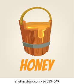 Bucket of honey isolated icon. Vector flat cartoon illustration