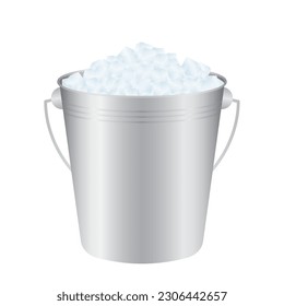 Cubo con cubos de hielo, balde de hielo. Ilustración vectorial aislada en fondo blanco. 