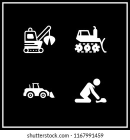 bucket icon. 4 bucket vector set. cleaning, excavator, bulldozer and loader icons for web and design about bucket theme